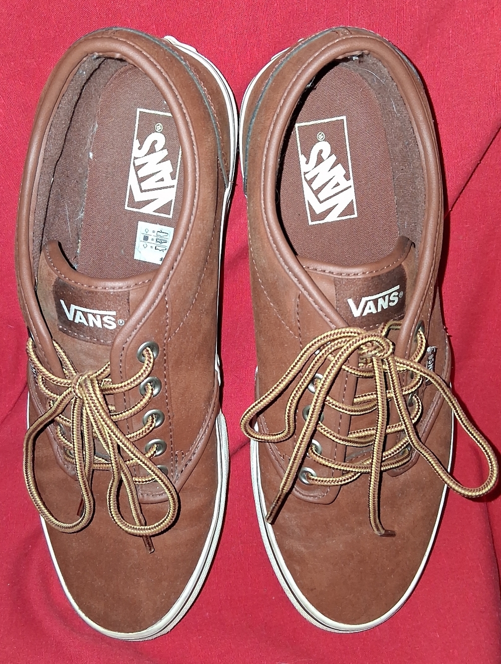 Vans Men's Atwood Leather Sneakers in the Brown/Marshmallow- Mens Size 10.5